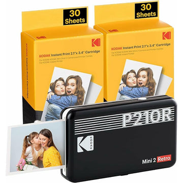 Instant Photo Appliances Kodak KODAK MINI 2 RETRO INSTANT PHOTO PRINTER P210R BLACK 2.1X3.4 + 60SHEETS