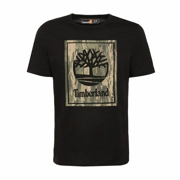 Men’s Short Sleeve T-Shirt Timberland Stack Logo Camo Black