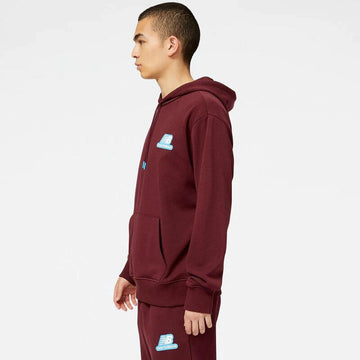 Sweat à capuche homme New Balance Essentials Stacked Rubber Bordeaux