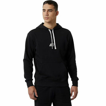 Herren Sweater mit Kapuze New Balance Essentials Fleece Schwarz