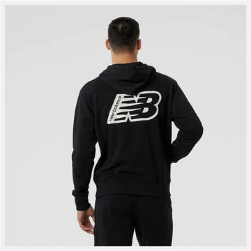 Herren Sweater mit Kapuze New Balance Essentials Fleece Schwarz