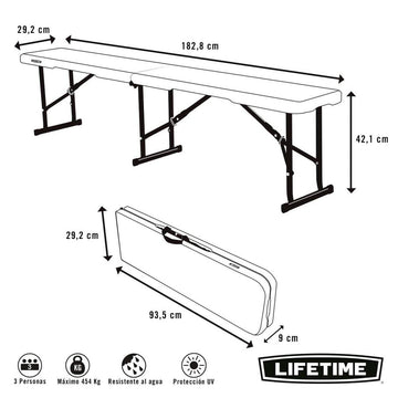 Banc Lifetime Blanc Pliable 183 x 42 x 29 cm