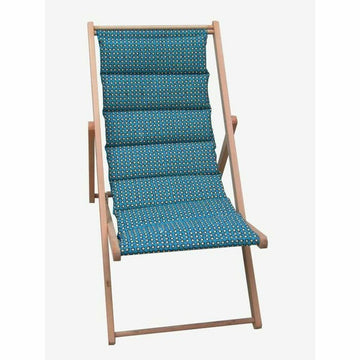 Sun-lounger Jardin Prive Douala Blue Canvas beech wood (106 x 55 x 95 cm)