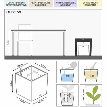 Self-watering flowerpot Lechuza 50 x 50 cm Black polypropylene