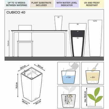 Self-watering flowerpot Lechuza Red 39,5 x 39,5 x 75,5 cm polypropylene Plastic Rectangular