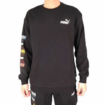 Herren Sweater ohne Kapuze Puma Repeat Graphic Crew Schwarz