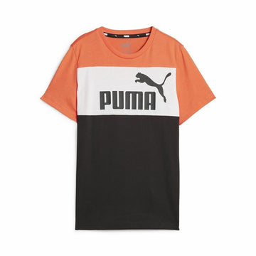 Kurzarm-T-Shirt für Kinder Puma Ess Block Schwarz Orange