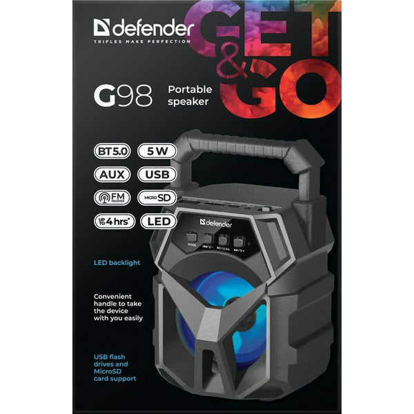 Portable Bluetooth Speakers Defender G98 Black Multi 5 W