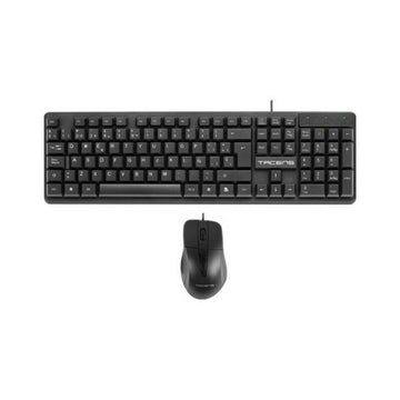 Tastatur mit Maus Tacens ACP0ES Schwarz Qwerty Spanisch QWERTY