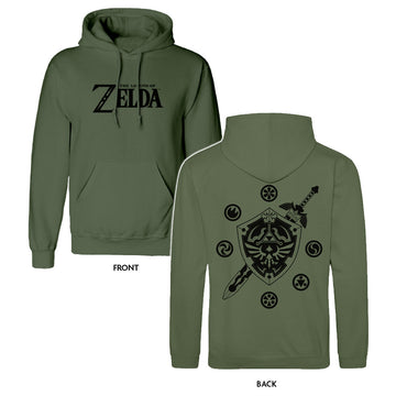 Unisex Hoodie The Legend of Zelda Logo and Shield Green