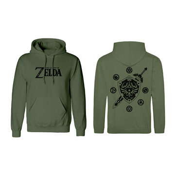 Unisex Hoodie The Legend of Zelda Logo and Shield Green