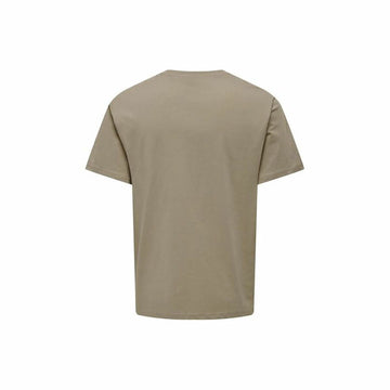 Men’s Short Sleeve T-Shirt Only & Sons Onslevi Life Reg Text Desert Light brown