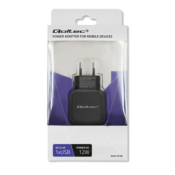 Wall Charger Qoltec 50180 Black 12 W