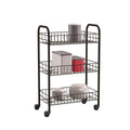 Kitchen Trolley Metaltex Siena Black 3 Shelves Cable (63 x 41 x 23 cm)