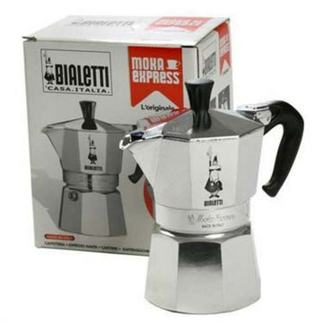 Italienische Kaffeemaschine Bialetti Moka Express Silberfarben Aluminium 12 Kopper 0,75 L