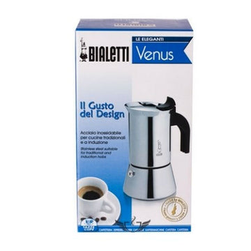 Italienische Kaffeemaschine Bialetti New Venus Silberfarben Holz Edelstahl 240 ml 6 Tassen