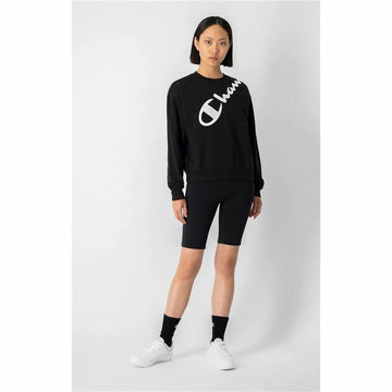 Damen Sweater ohne Kapuze Champion Diagonal Logo Schwarz