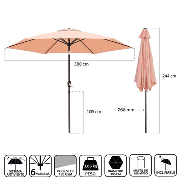 Sunshade Monty Beige Aluminium 300 cm