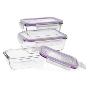 Ensemble de Boîtes à Lunch Quid Frost (3 pcs) Transparent verre 3 Pièces