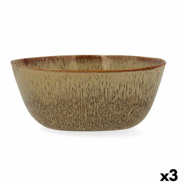 Salad Bowl Bidasoa Ikonic 20 x 19,5 x 8,5 cm Ceramic Brown 3 Pieces (Pack 3x)