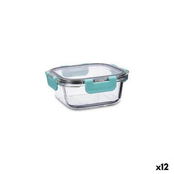Hermetic Lunch Box Quid Purity Squared 530 ml Transparent Glass (12 Units)