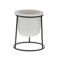 Pot Versa Blanc Métal Céramique Plastique Carré Minimaliste 10,5 x 14,5 x 10,5 cm