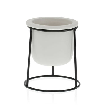 Pot Versa Blanc Métal Céramique Plastique Carré Minimaliste 10,5 x 14,5 x 10,5 cm