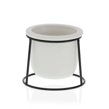 Pot Versa Blanc Métal Céramique Plastique Rond Minimaliste 10,5 x 11,5 x 10,5 cm