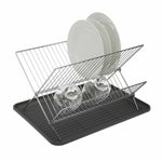 Draining Rack for Kitchen Sink Versa Lenny Plates Grey Steel Iron polypropylene (32 x 23 x 43 cm)