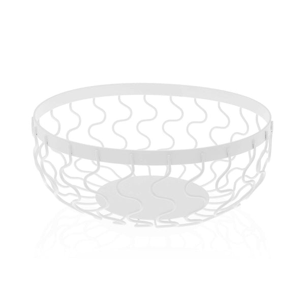 Fruit Bowl Versa White Steel (24 x 10 x 24 cm)