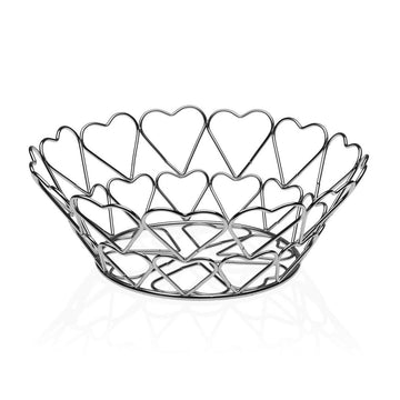 Fruit Bowl Versa Hearts Metal Steel (26 x 10 x 26 cm)