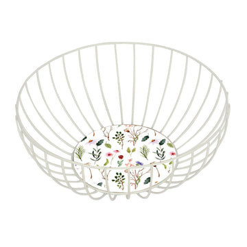 Wire Basket Versa Sansa White Metal Steel MDF Wood 28 x 11 x 28 cm Flowers