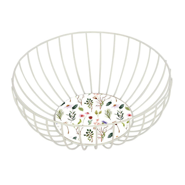 Panier en tige de métal Versa Sansa Blanc Métal Acier Bois MDF 28 x 11 x 28 cm Fleurs