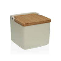 Salt Shaker with Lid Versa Beige 12,2 x 11,5 x 12,2 cm Ceramic Dolomite