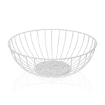 Fruit Bowl Versa Damasco White Metal Steel MDF Wood 28 x 10 x 28 cm