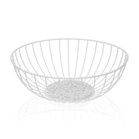 Fruit Bowl Versa Damasco White Metal Steel MDF Wood 28 x 10 x 28 cm