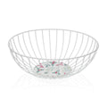 Fruit Bowl Versa Acebo White Metal Steel MDF Wood 28 x 10 x 28 cm