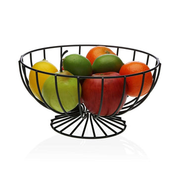 Fruit Bowl Versa Black Metal Ceramic Steel 26 x 11 x 26 cm