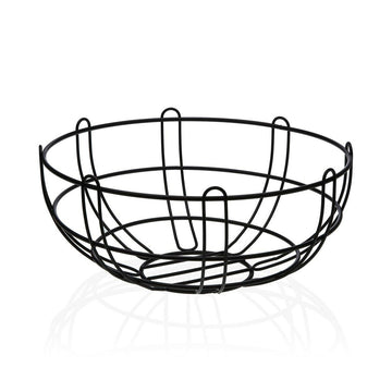 Fruit Bowl Versa Black Metal Ceramic Steel 26 x 11 x 26 cm