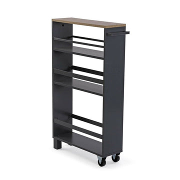 Kitchen Trolley Versa Dark grey Metal MDF Wood 15 x 79 x 50 cm