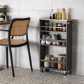 Kitchen Trolley Versa Dark grey Metal MDF Wood 15 x 79 x 50 cm