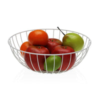 Fruit Bowl Versa Flowers Metal Steel MDF Wood 28 x 10 x 28 cm