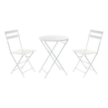 Ensemble Table + 2 Chaises DKD Home Decor Blanc 80 cm 60 x 60 x 70 cm (3 pcs)