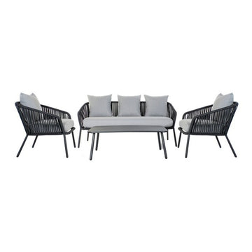 Sofa and table set DKD Home Decor MB-179039 Grey Garden Polyester Rope Aluminium (151,5 x 72 x 70 cm) (4 pcs)