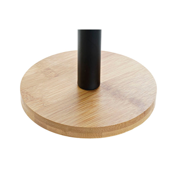 Kitchen Paper holder DKD Home Decor Black Natural Bamboo Stainless steel 15 x 15 x 34 cm