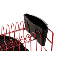 Draining Rack for Kitchen Sink DKD Home Decor Black Red Metal polypropylene 47,5 x 26,5 x 11 cm