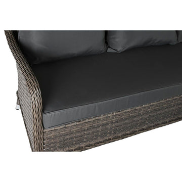 Garden sofa DKD Home Decor Crystal Grey Polyester synthetic rattan Steel Dark brown (175 x 73 x 81 cm)