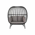 Gartenstuhl DKD Home Decor Schwarz Beige Synthetischer Rattan Stahl (130 x 68 x 146 cm) (130 x 68 x 146 cm)