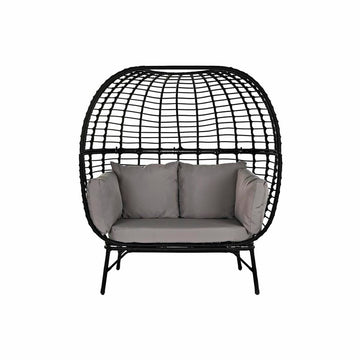 Garden sofa DKD Home Decor Black Beige synthetic rattan Steel (130 x 68 x 146 cm) (130 x 68 x 146 cm)