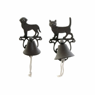 Decorative cooker hood DKD Home Decor Brown Dark brown Rope Iron Cat Dog 14 x 15 x 24 cm (2 Units)